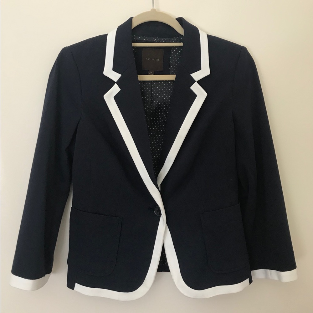The Limited - Navy Blazer w/ White Trim
